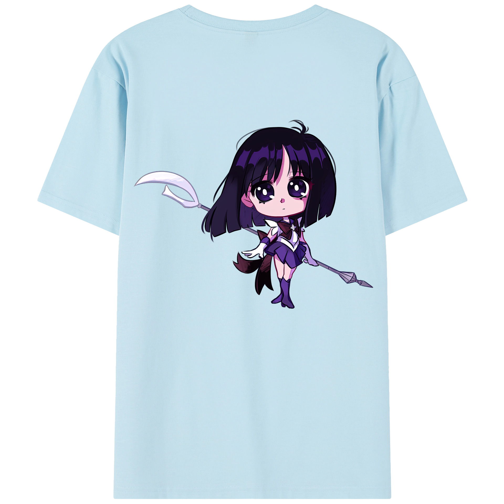 （画像用） 美少女戦士セーラームーン 土萠ほたる Sailor Moon Tomoe Hotaru （セーラーサターン；Sailor Saturn） 綿100％半袖Tシャツ（背面プリント）